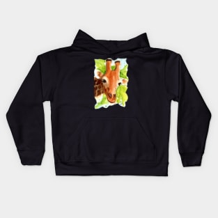 Watercolor Giraffe Portrait Kids Hoodie